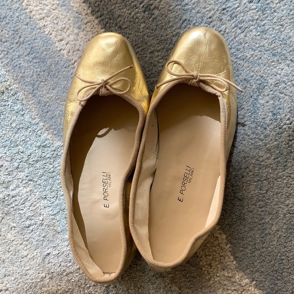 E porselli gold ballet flats